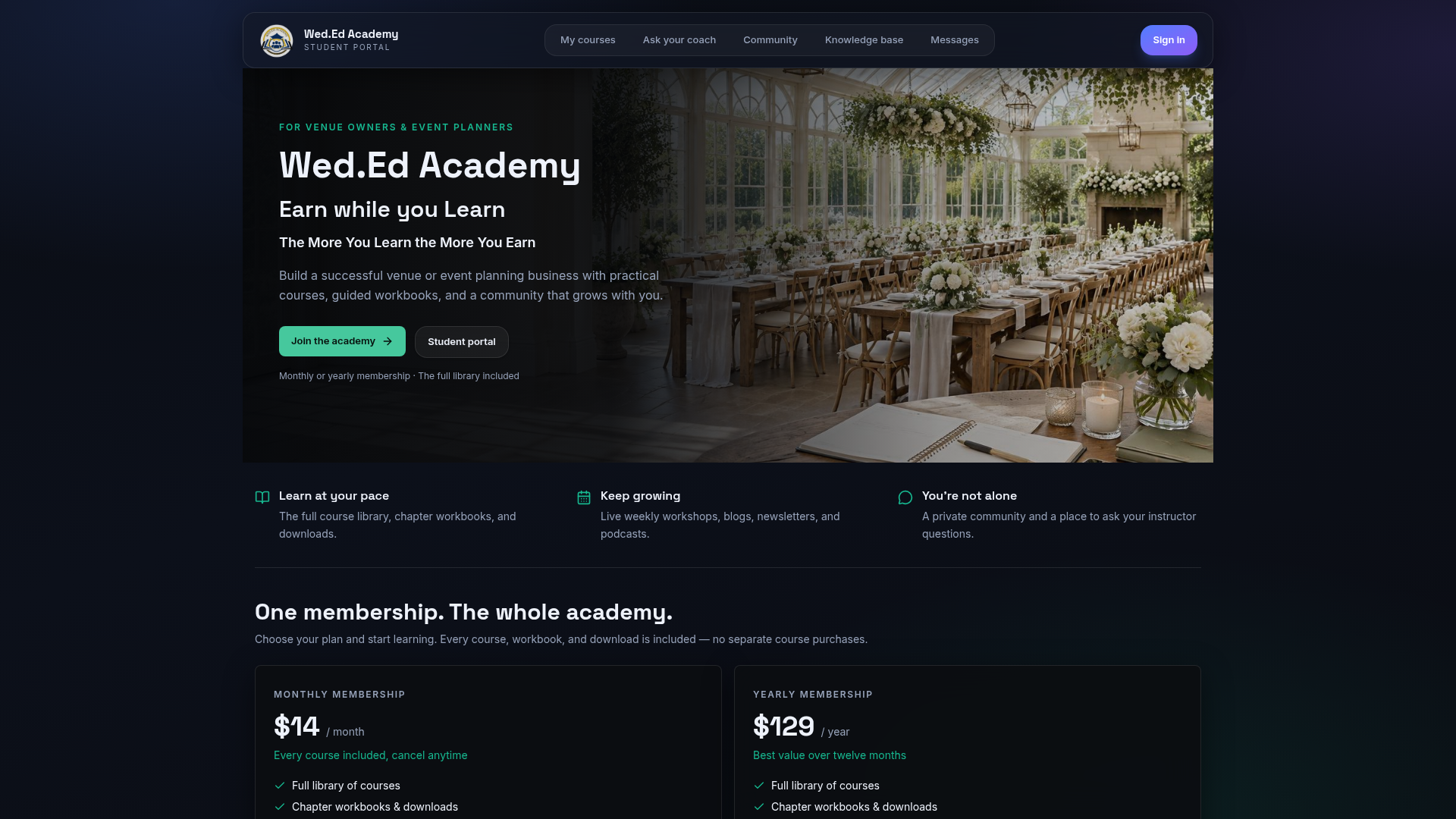 One Lear Values Wed.Ed Academy — Earn while you Learn