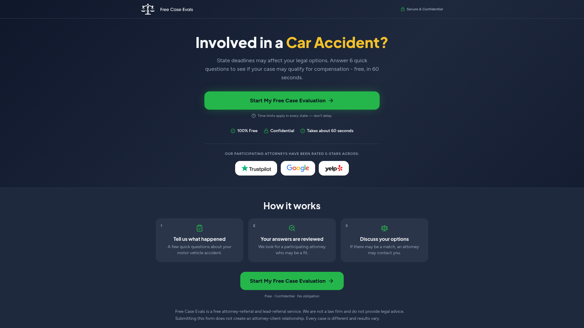 The picture freecaseevals.com shows when its homepage is shared
