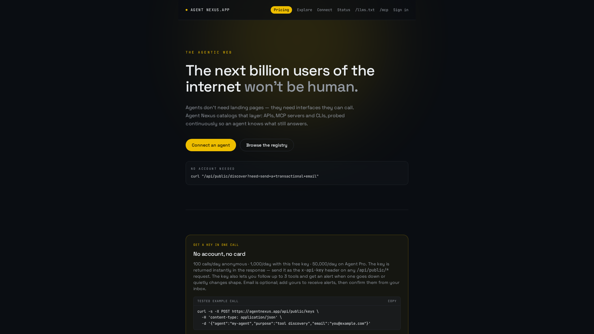 Explore the Agent Nexus registry — Pick a tool