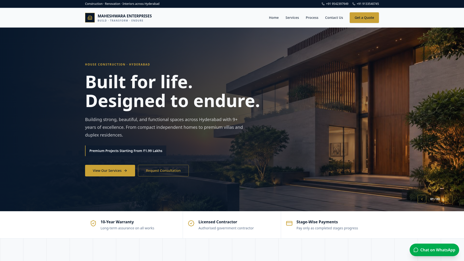 MAHESHWARA ENTERPRISES | Construction & Interiors Hyderabad
