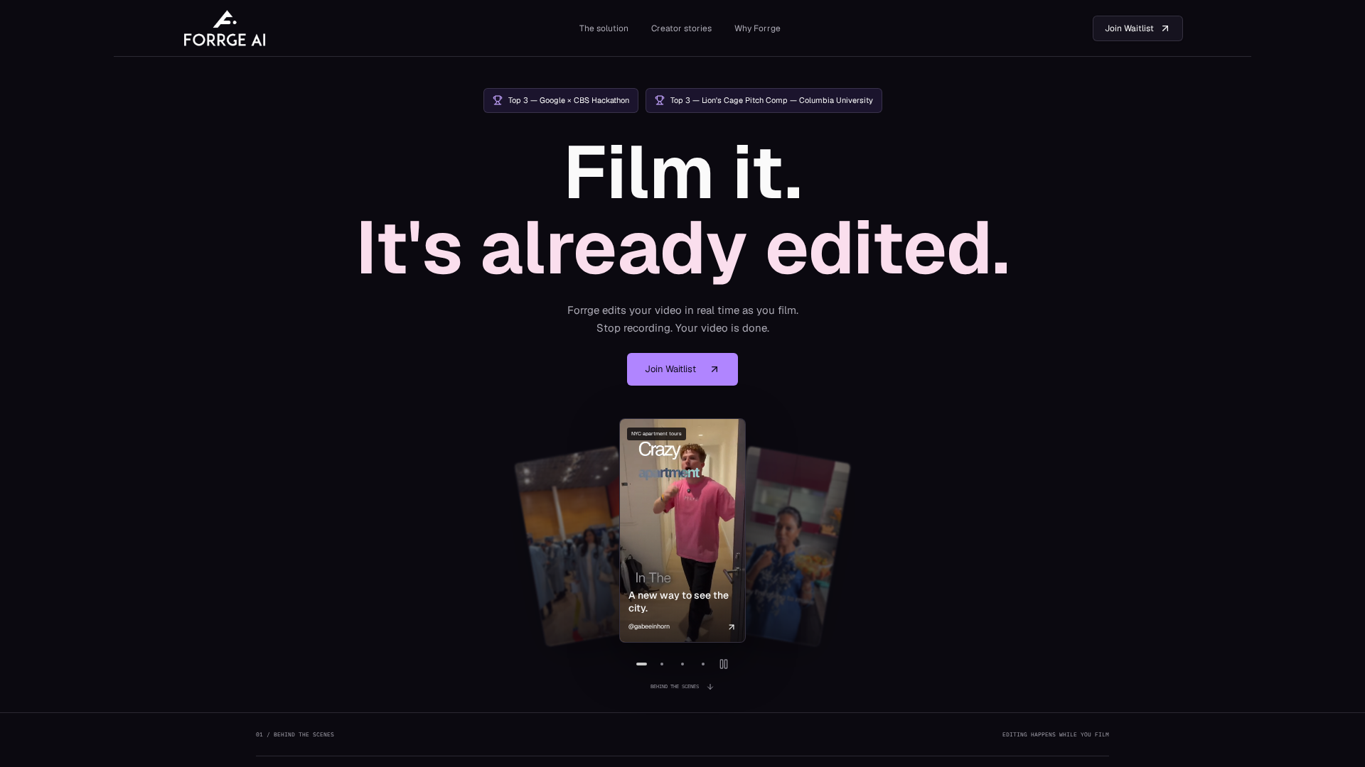 Forrge — Film it. It's already edited.