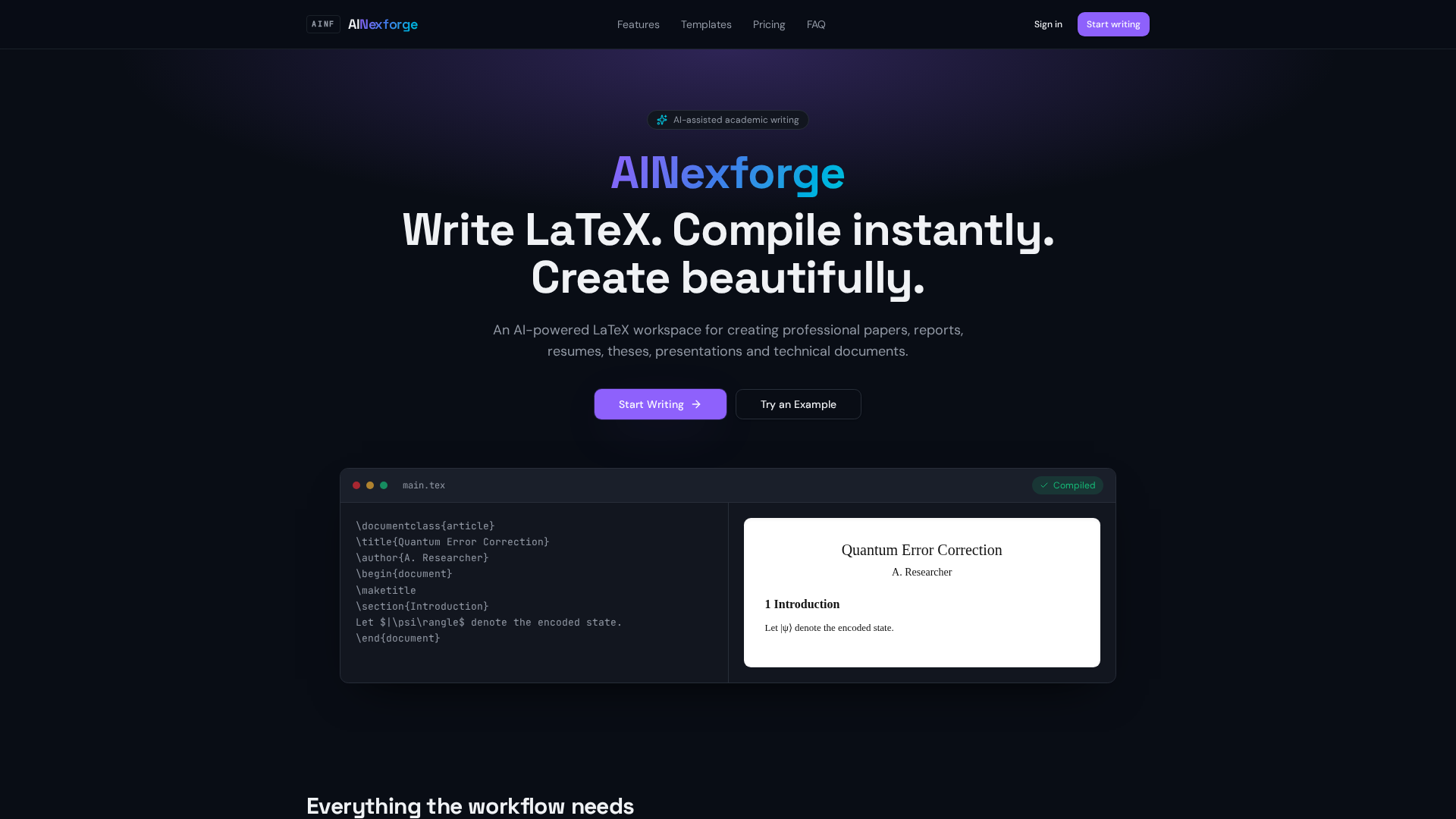 Technical Writing Introduction AINexforge — Write LaTeX. Compile instantly.