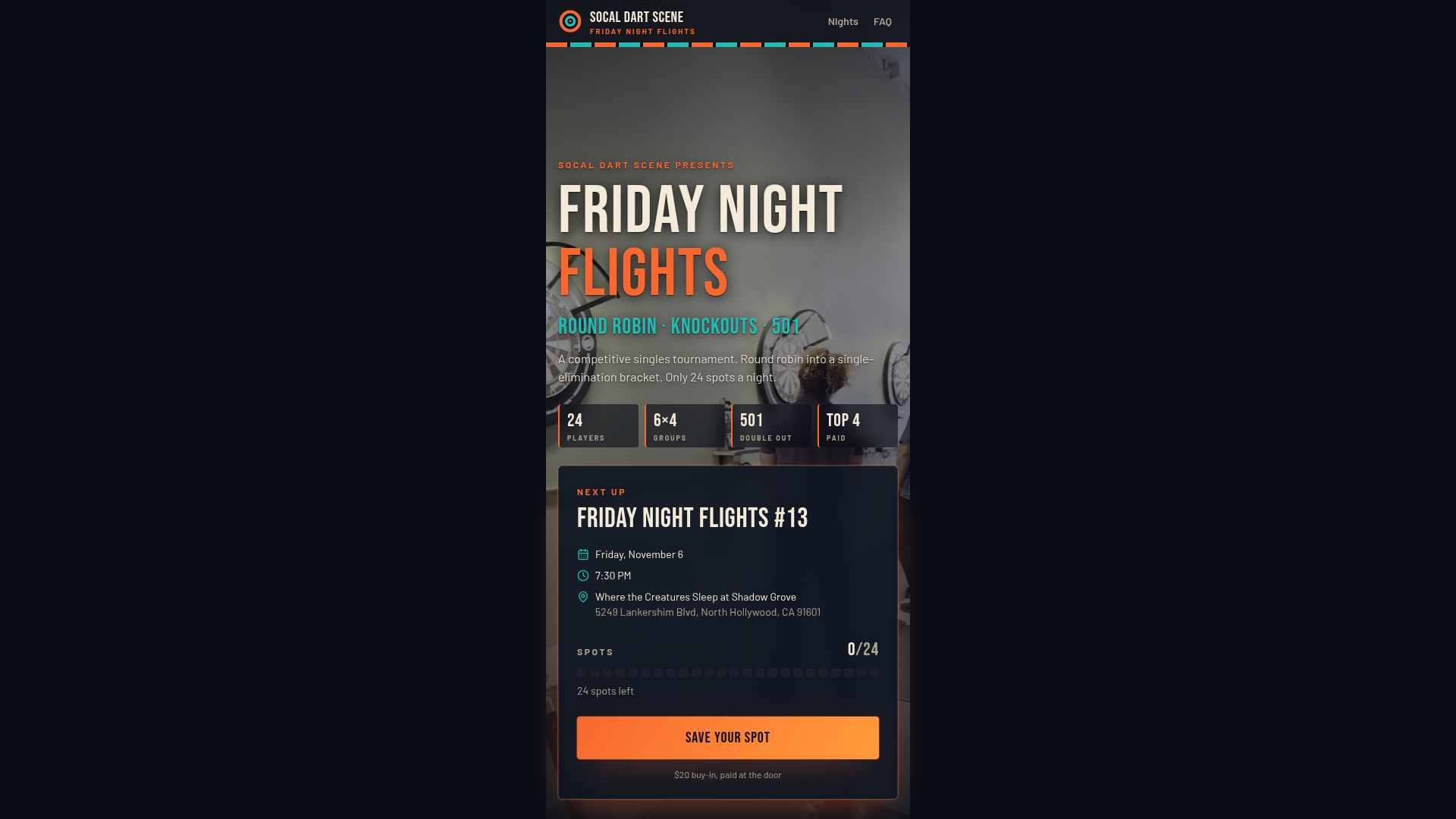 Friday Night Flights — SoCal Dart Scene signup