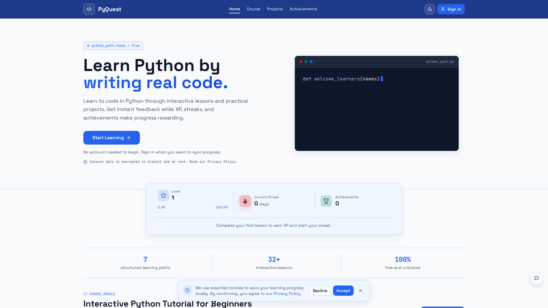 PyQuest: Learn Python by Doing | Interactive Python Tutorial