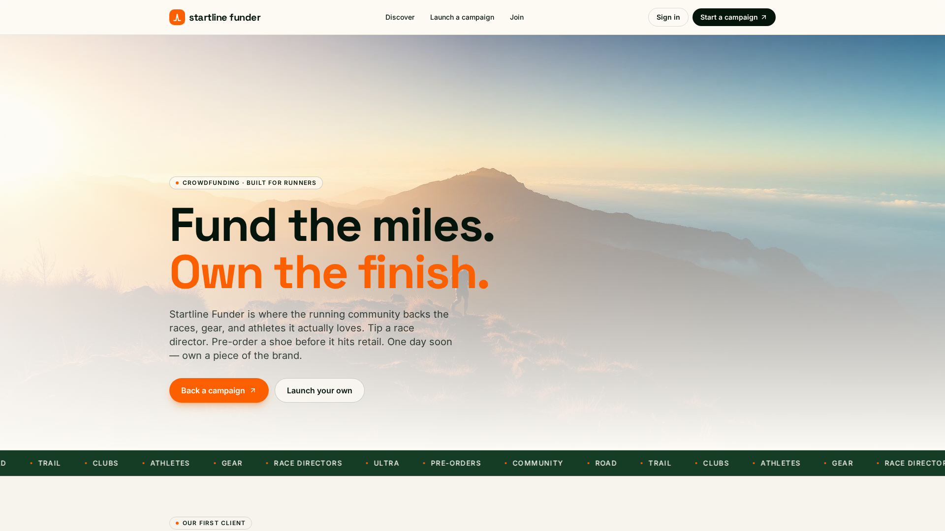 Funder Startline Funder โ Crowdfunding built for runners