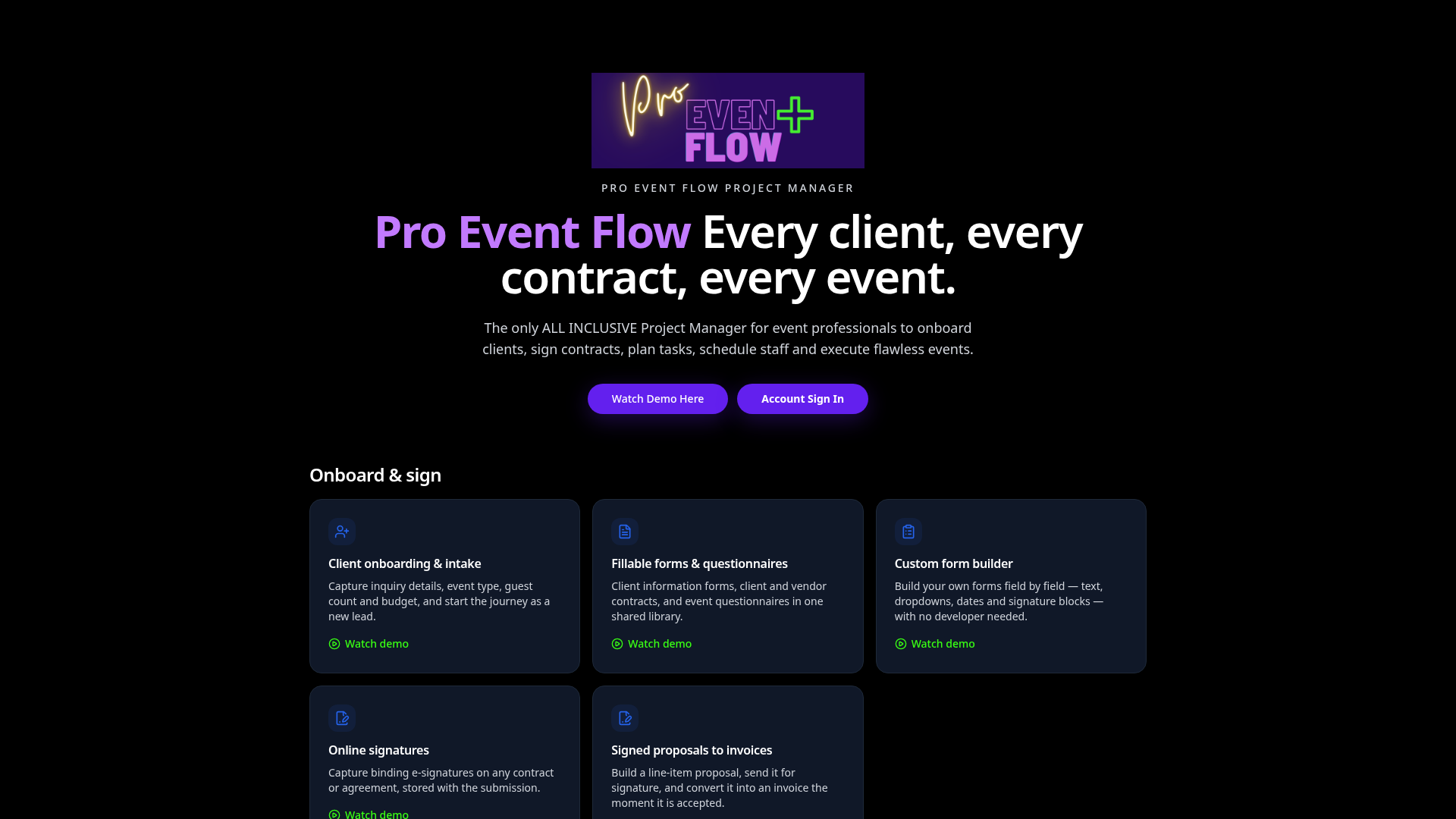 Pro Event Flow Every client, every contract, every event.
