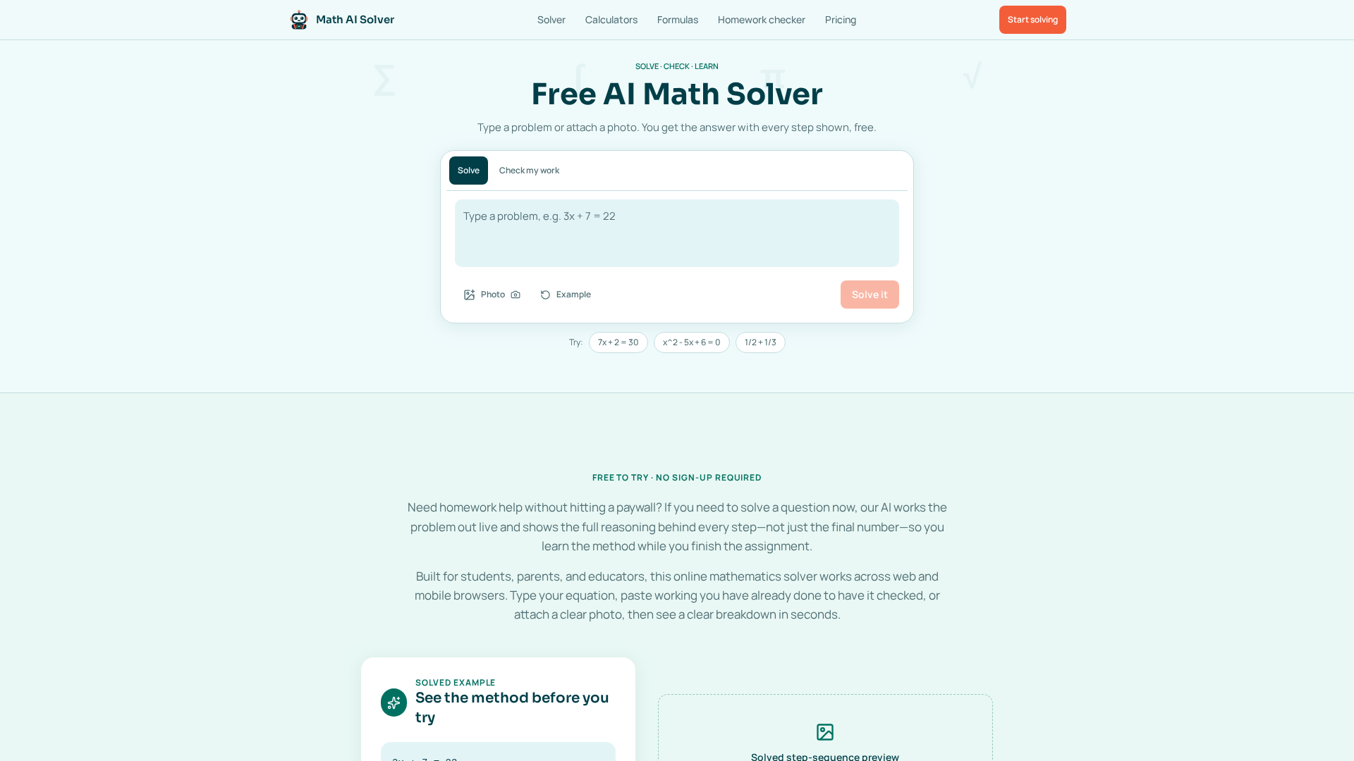 Problem And Solution Types Free AI Math Solver With Step-by-Step Solutions — Math AI Solver